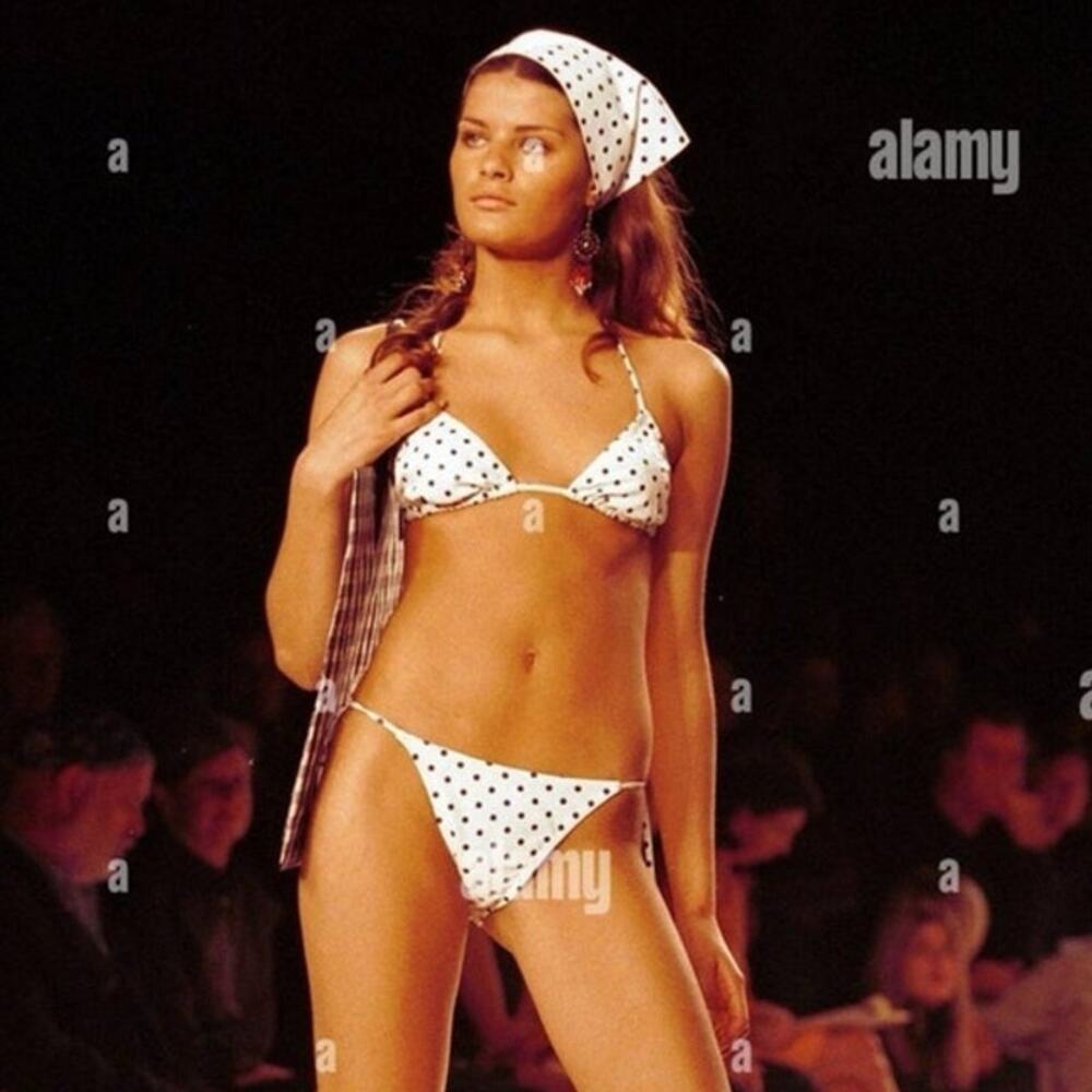 Ralph Lauren Purple Label 2000 Lambskin Leather Bikini Swim Navy Archival Medium